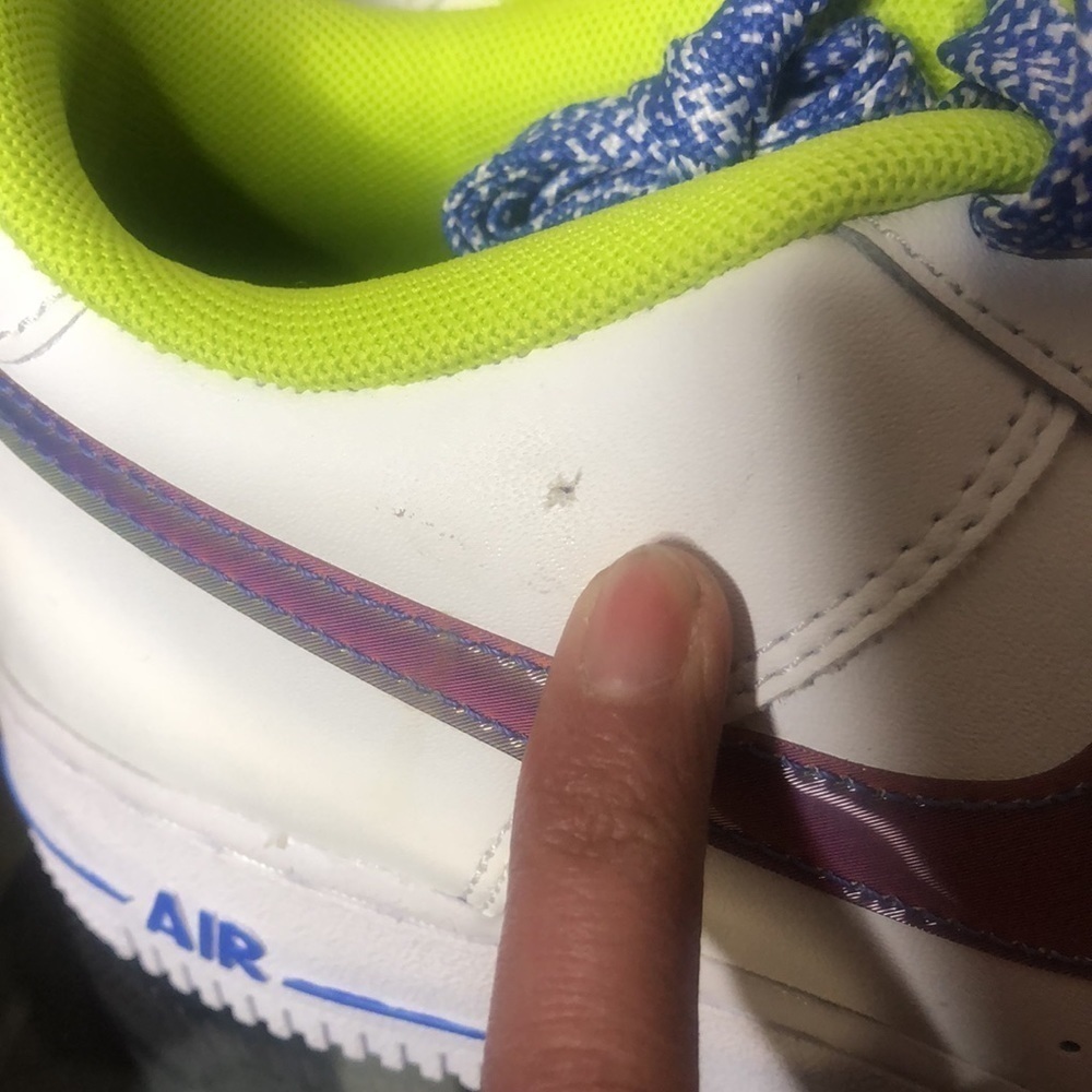 Nike Air Force one white /multi colored medium blue sneakers size 6y​ - Picture 5 of 11